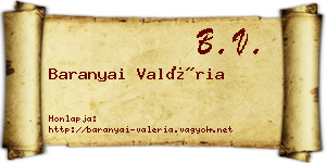Baranyai Valéria névjegykártya