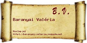 Baranyai Valéria névjegykártya